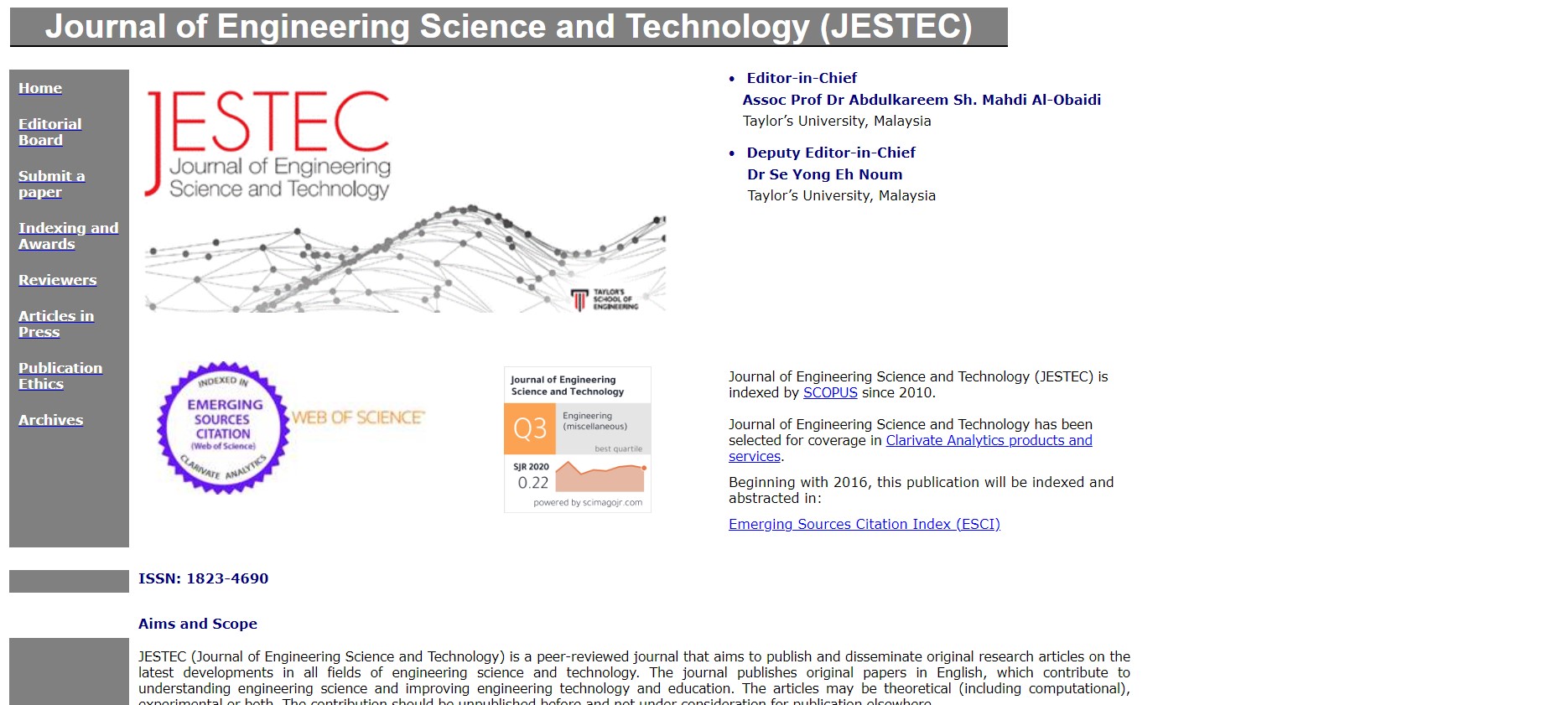 Journal Of Engineering Science And Technology