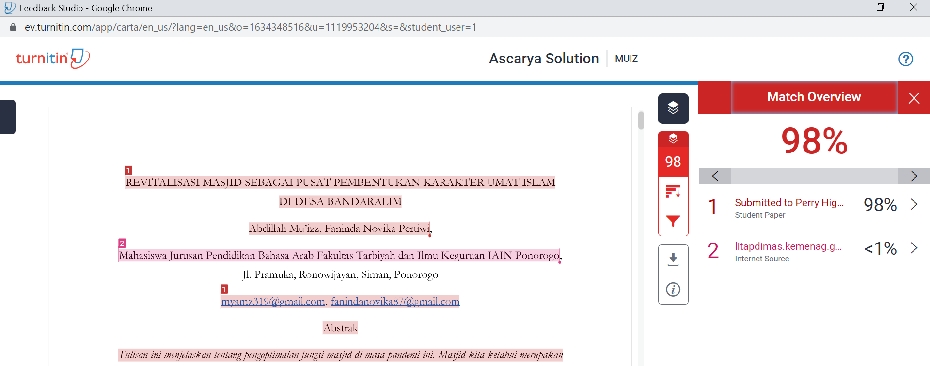 Cara Membaca Hasil Cek Plagiasi Turnitin Youtube 