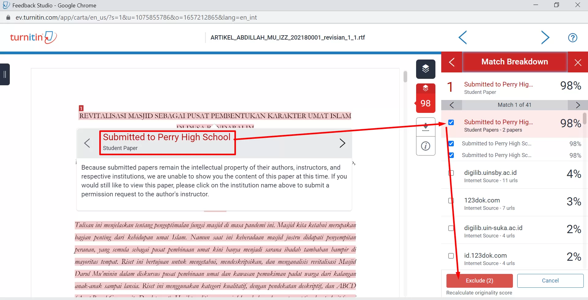 Cara Benar Membaca Skor Plagiarisme Turnitin