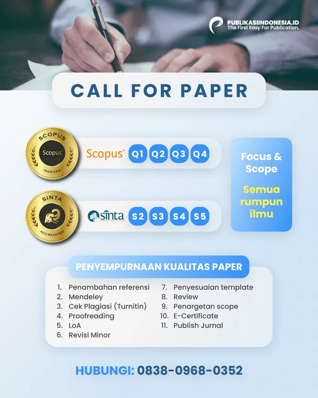 Penawaran Eksklusif Pendampingan Publikasi Jurnal Scopus Khusus Pengunjung Web Publikasiindonesia.Id